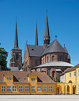 罗斯基勒,大教堂,皇宫,正面,主教,座椅,博物馆,西兰岛,区域,丹麦,欧洲