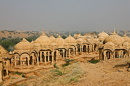 墓葬碑,靠近,斋沙默尔,拉贾斯坦邦,印度,亚洲