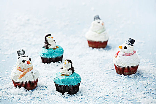 企鹅,雪人,杯形蛋糕