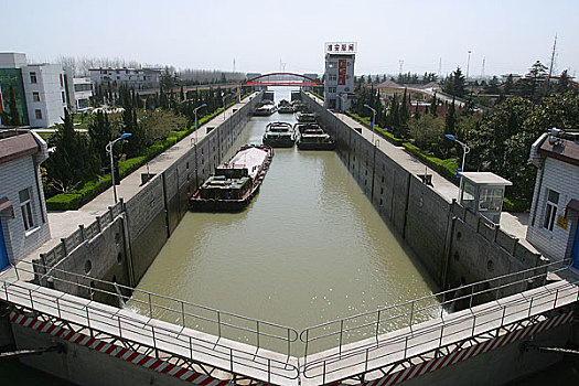 京杭大运河江苏段,通过淮安船闸的船只