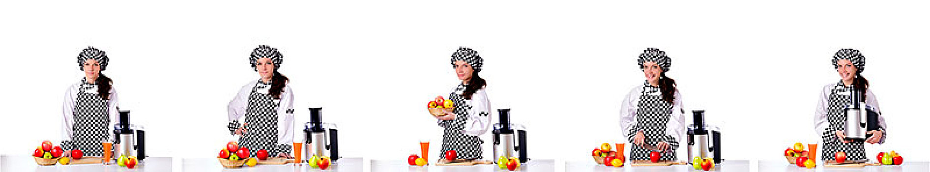 女性,厨师,水果,隔绝,白色背景