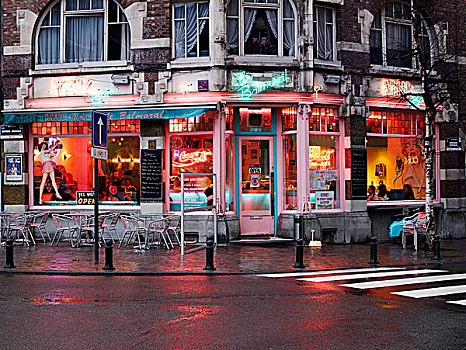 咖啡馆,窗户,布鲁塞尔
