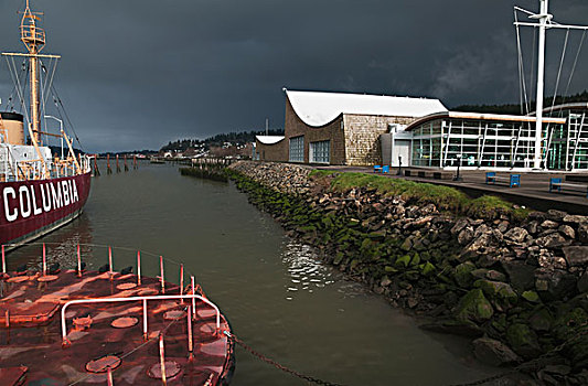 哥伦比亚河,海事博物馆,坐,堤岸,阿斯托里亚,俄勒冈,美国