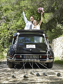 新郎,新娘,婚礼,汽车