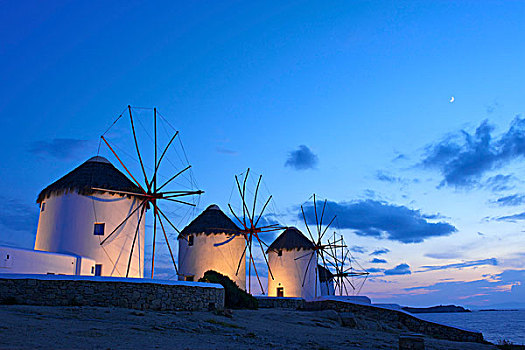 风车,米克诺斯岛,基克拉迪群岛,希腊