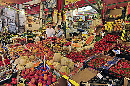 果蔬,货摊,出售,菜市场,巴勒莫