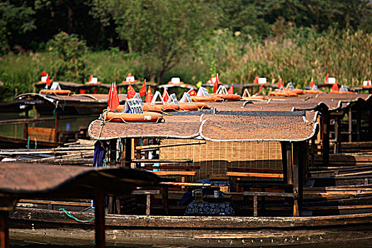 杭州西溪湿地的旅游手划船