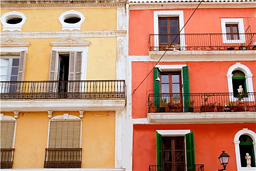 彩色,房子,伊比萨岛,城镇