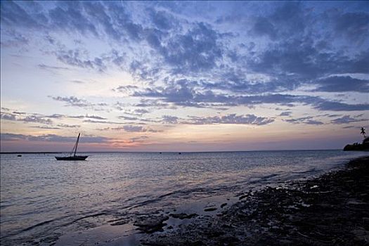 日落,上方,水岸,艾博岛,群岛,莫桑比克