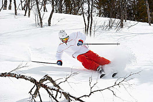 滑雪,转,雪中,瑞典