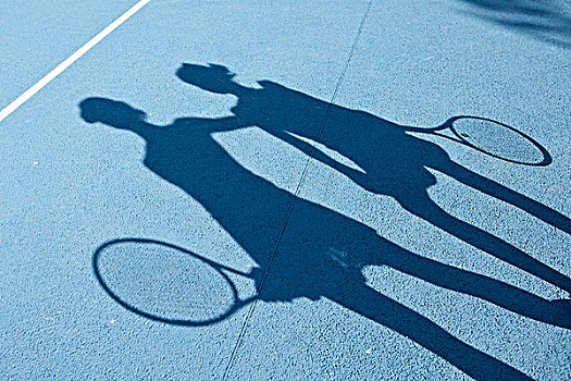 影子,网球手,网球场