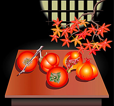 pomegranate,and,persimmon