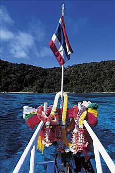 亚洲,泰国,斯米兰群岛,岛屿,海洋,旗帜,花