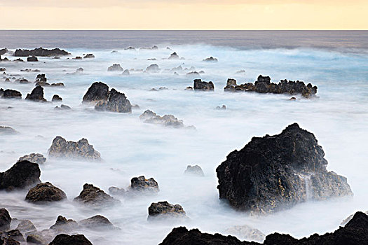 火山岩,海滩,公园,夏威夷大岛,夏威夷