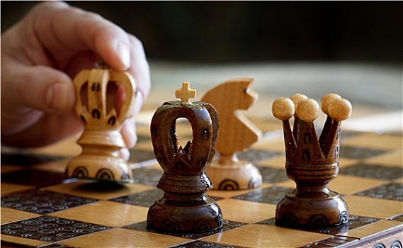 下棋,玩,关注,黑色,国王,正面