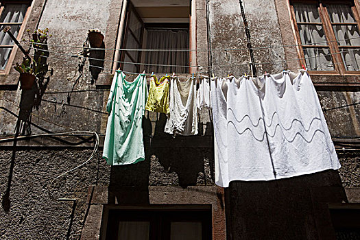 洗衣服,悬挂,户外,房子,里斯本,葡萄牙