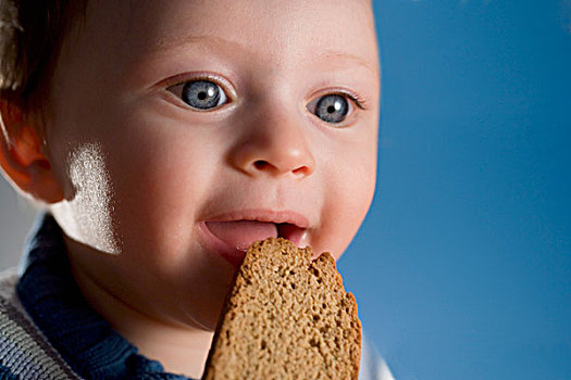 幼儿,块,全麦面包,面包