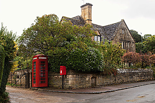 红色,电话亭,邮箱,街道,英格兰
