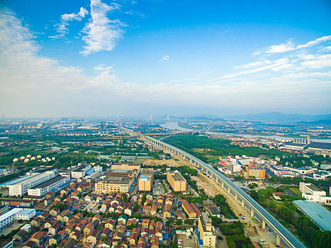 航拍,全景,轨道,交通,大学,道路,轻轨