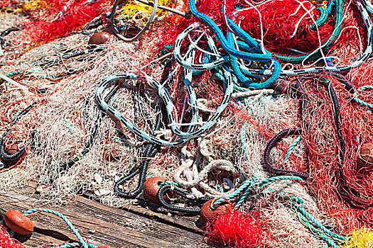 彩色,渔网,木质,码头