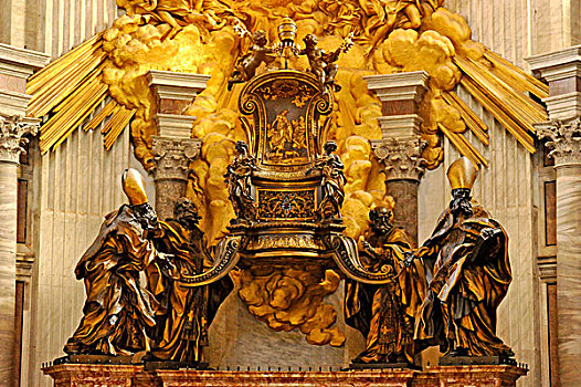 椅子,圣徒,巴洛克雕刻家贝尼尼,圆屋顶,大教堂,梵蒂冈城,罗马,拉齐奥,区域,意大利,欧洲