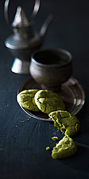 绿茶,蛋白杏仁饼干