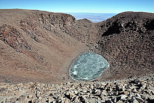 冰冻,火山湖,火山口,火山,高度,湖,世界,安第斯山脉,山脉,高原,边界,智利,玻利维亚,南美