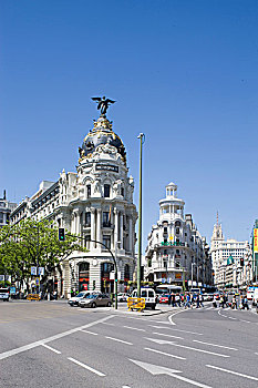 城市建筑,角,格兰大道,马德里,西班牙