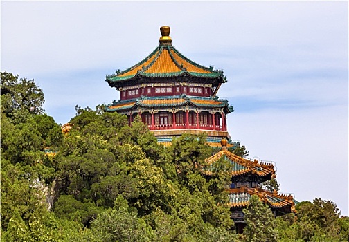 万寿山,塔,颐和园,北京,中国
