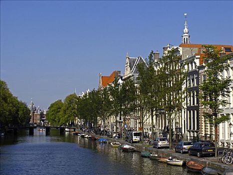 风景,美景,运河,阿姆斯特丹,荷兰