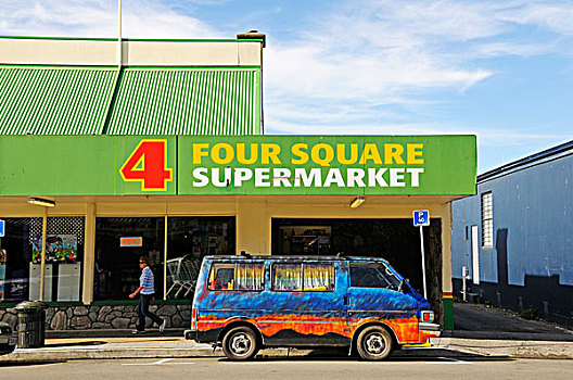 四个,超市,涂绘,城镇,中心,南岛,新西兰