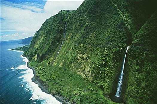 夏威夷,夏威夷大岛,哈玛库亚海岸,瀑布,海洋