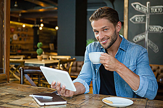 头像,微笑,男人,数码,喝咖啡,咖啡,店