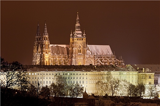 布拉格城堡,夜晚,捷克共和国