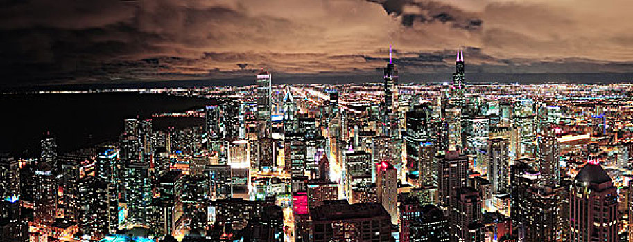 芝加哥,城市,天际线,全景