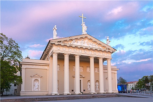 大教堂,维尔纽斯,落日,亮光,立陶宛