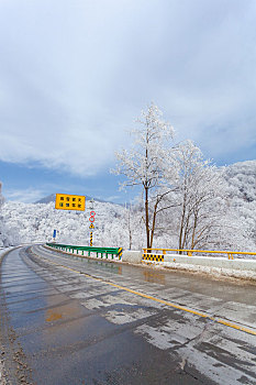 陕西,秦岭,公路,雪景