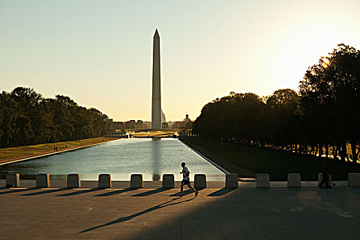 华盛顿纪念碑,慢跑者,华盛顿特区,美国