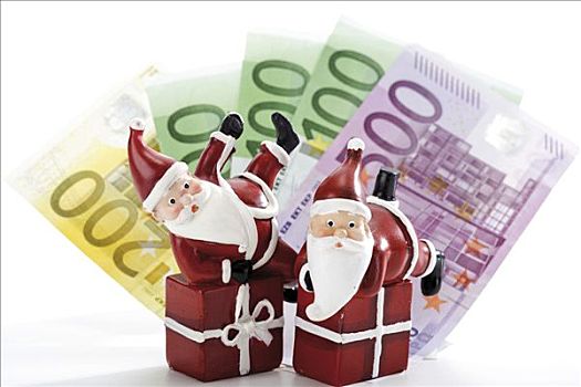 圣诞老人,礼物,欧元,钞票,象征,圣诞节
