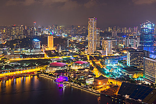 市区,中心,金融区,夜晚,新加坡,亚洲