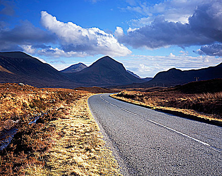 苏格兰,高地,道路,山峦,斯凯岛