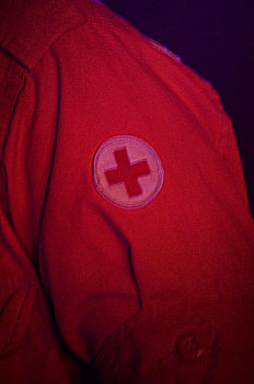 特写,向上,袖子,红色,制服,夜晚,黎巴嫩