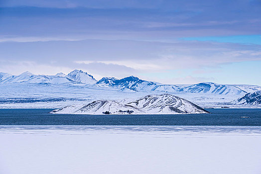 雪景,湖,瑟德兰德,冰岛,欧洲