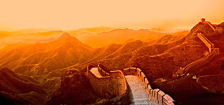 全景,長城,中國