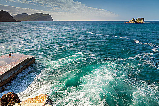 沿岸,石头,小,码头,波浪,亚德里亚海