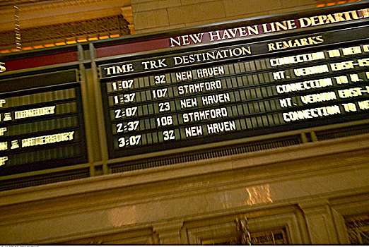 列车,时间表,大中央车站,纽约