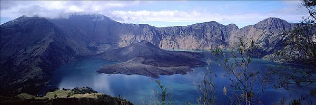 印度尼西亚,龙目岛,风景,火山湖,条纹状