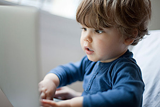 幼儿,男孩,玩,笔记本电脑,头像