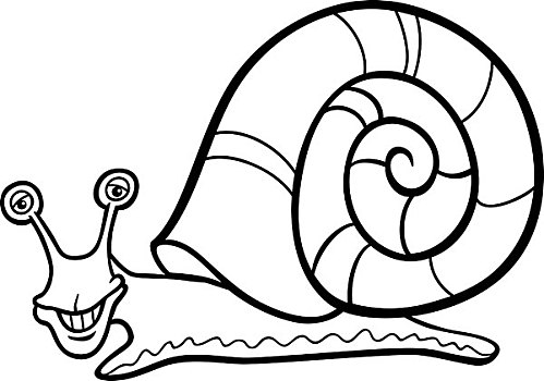 蜗牛,软体动物,卡通,上色画册