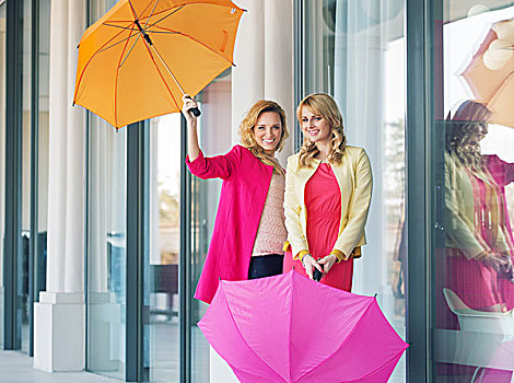 愉悦,女性,姿势,彩色,伞